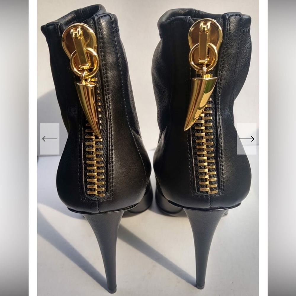 Giuseppe Zanotti Black Leather Heeled Ankle Boots Sz 37 - Picture 8 of 16